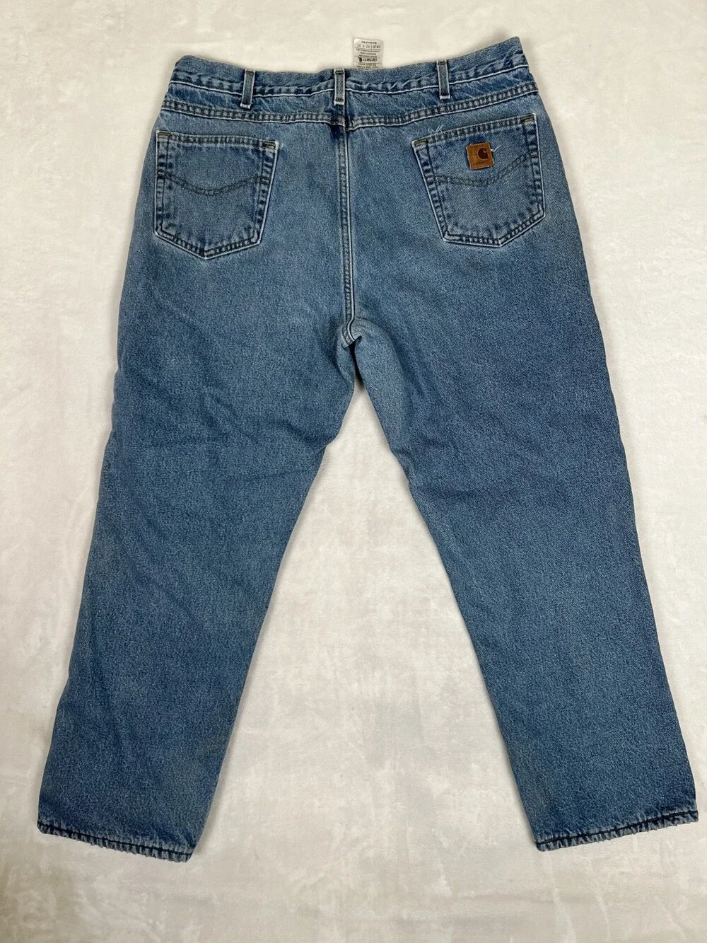 Vintage Carhartt Insulated Lined Denim Jeans Men's Size 40x32 Blue Medium Wash